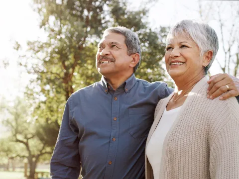 Hispanic couple outside