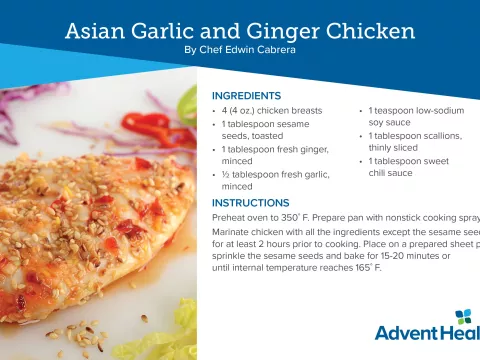 a recipe card for asian chicken