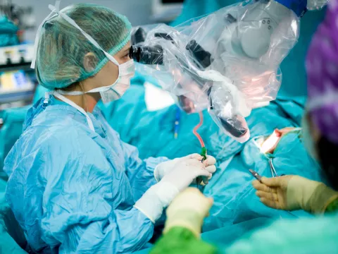 A Surgeon Uses Robotics to Perform Surgery.