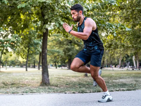 Man running on trail