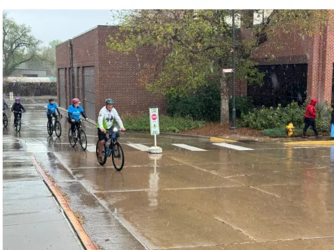Mark Scotch and his group riding to AdventHealth Porter