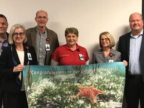 AdventHealth New Smyrna Beach recognizes a team member who uses her personal story to inspire a patient on his path to recovery.