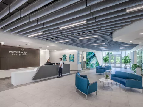 AdventHealth Imaging Center front desk in AdventHealth Care Pavilion Central Pasco.