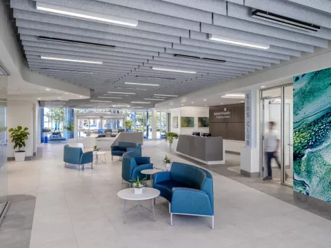 AdventHealth Medical Group lobby in AdventHealth Care Pavilion Central Pasco.