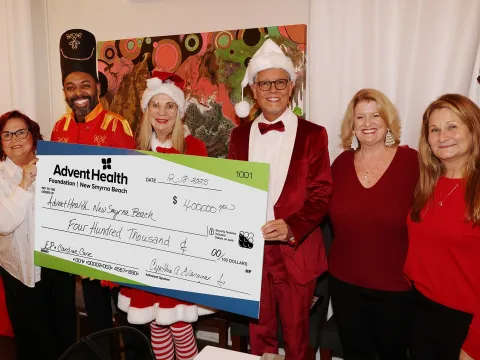 During the AdventHealth New Smyrna Beach Foundation’s annual Christmas party at Riverpark Terrace, the Foundation presented a $400,000 gift to support the hospital’s cardiac care program.