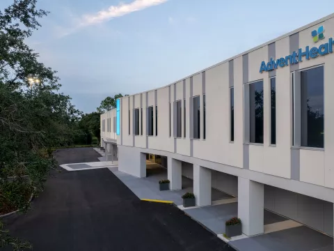 AdventHealth Care Pavilion New Tampa front entrance.