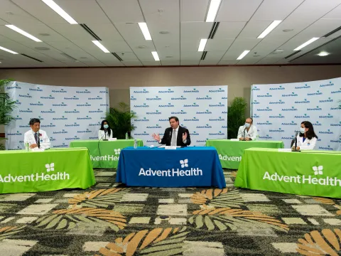 Governor Ron DeSantis at AdventHealth Orlando.