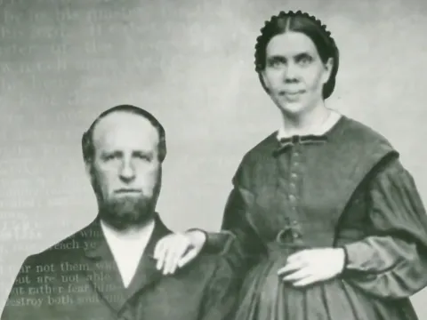 Old photo of James and Ellen White