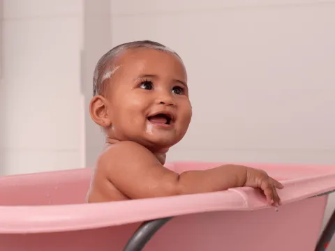 Baby in a bath.