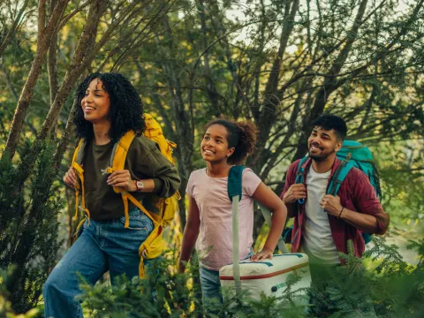 A family hiking together.