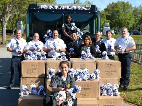 AdventHealth Fish Memorial Donates Stuffed Dalmatians to Local Fire Departments
