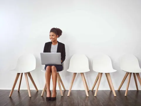 Young woman waiting for interview