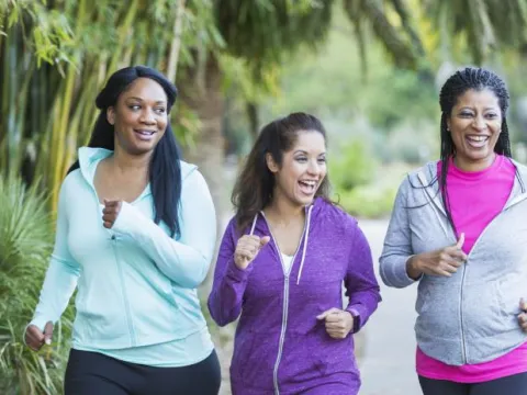 Three Friends go for a Walk in a Park