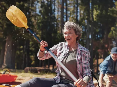 Older couple Kayaking together