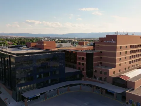 A drone shot of AdventHealth Littleton hospital