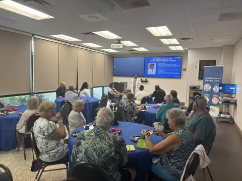 Dr. Apas Aggarwal, AdventHealth Heart of Florida Cardiac Rehab Medical Director, thanked the 15 current and former patients and their loved ones who attended the first ever Cardiac Warriors luncheon.