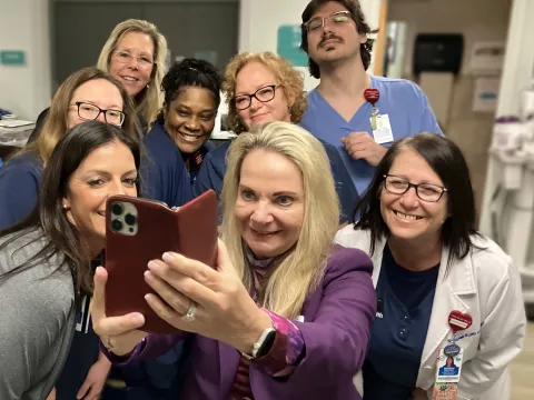 New Smyrna Beach nurses capture the moment as they celebrate receiving the Pathway to Excellence designation.