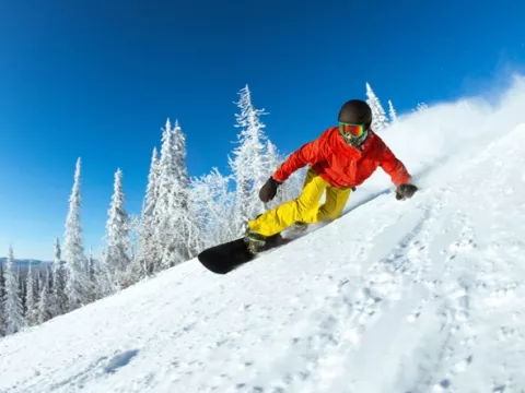 Snowboarder on the mountain