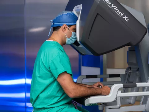 Doctor using robotic surgery