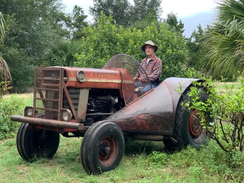 Roy Lester on his tractor.