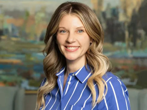 Woman in a blue blouse