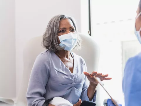 A patient at a health care visit.