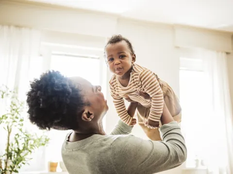 Young boy and mother.