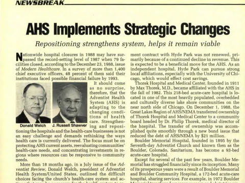 A picture of an old new article about Donald Welch and J. Russell Shaver