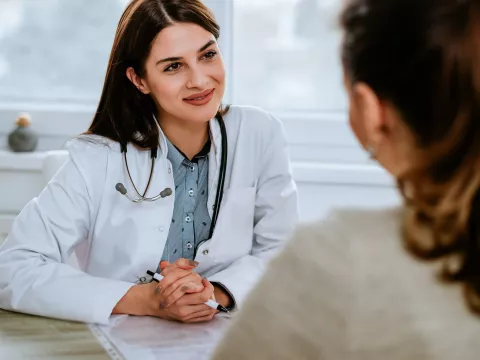 Woman talking to her doctor