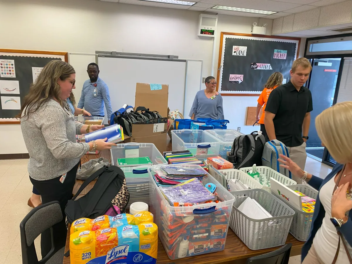 School supplies were dropped off a few days ahead of the first day of school