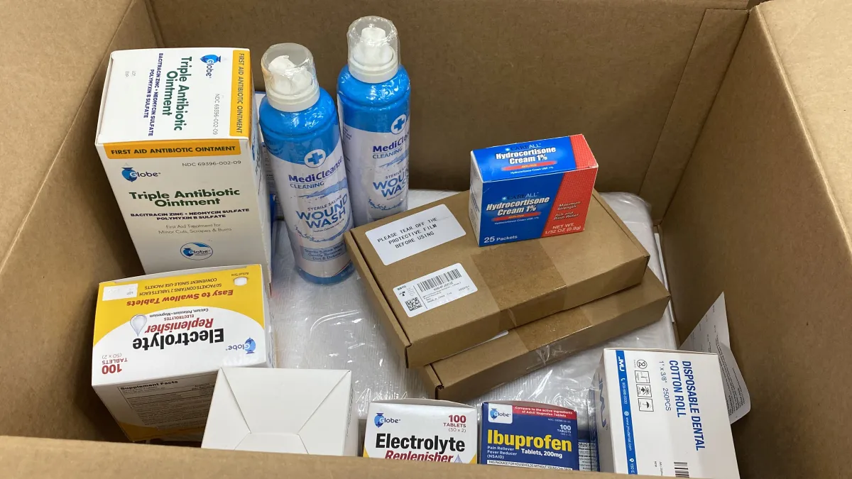 The donated items included wound care supplies, splints, wraps and other medical essentials