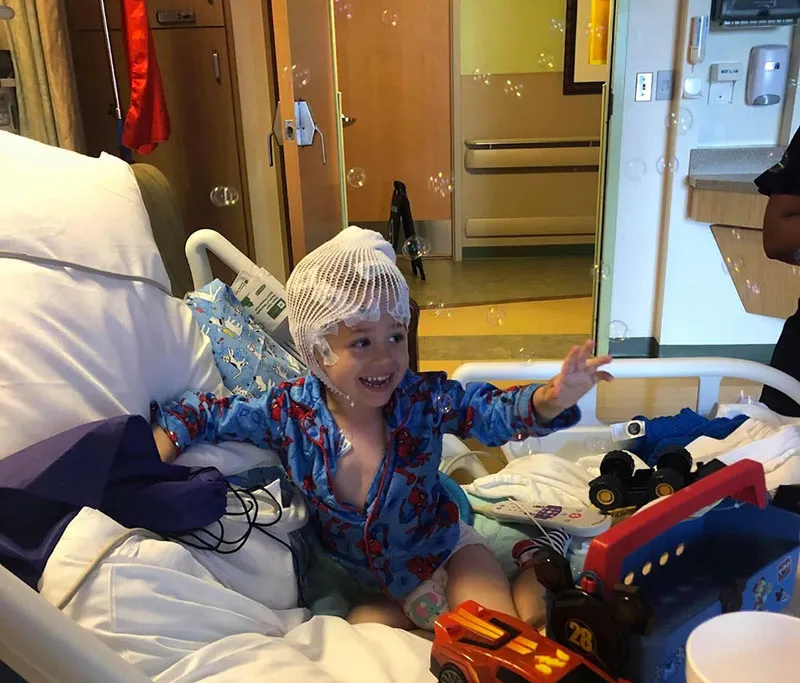 a photo of caleb in the hospital