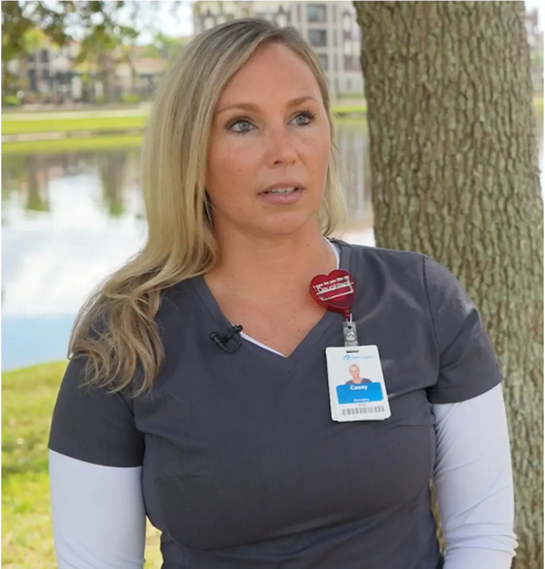 Casey Shaw, a nurse in the organ procurement unit at AdventHealth Orlando. 