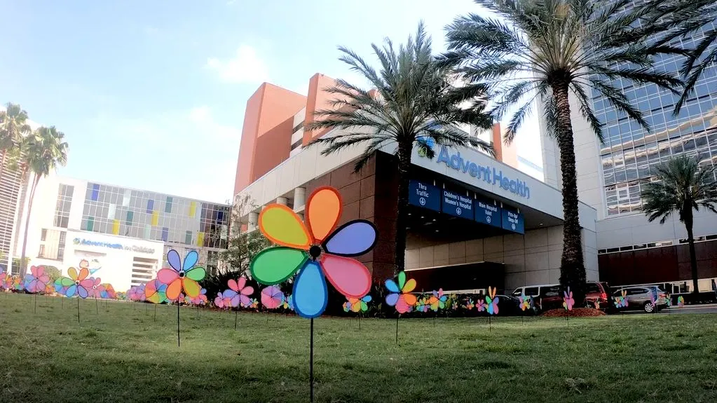 217 pinwheels placed at the AdventHealth Orlando campus to represent the 217 donors who gave the gift of life in Central Florida in 2020