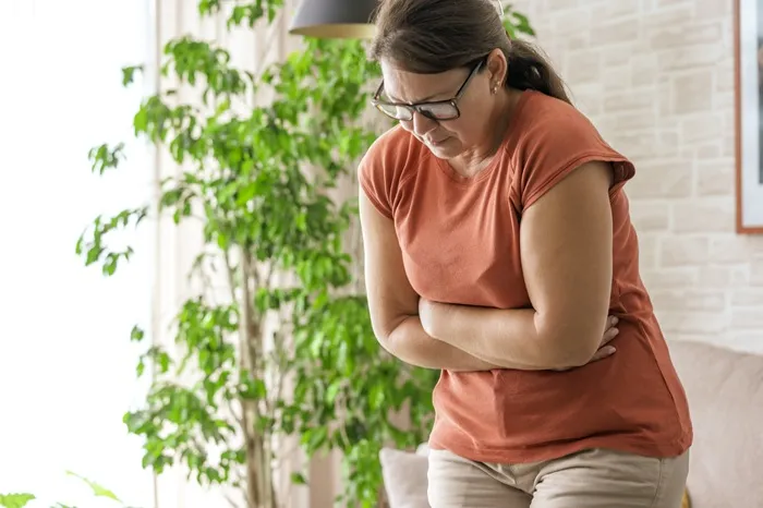Woman with abdomen pain.