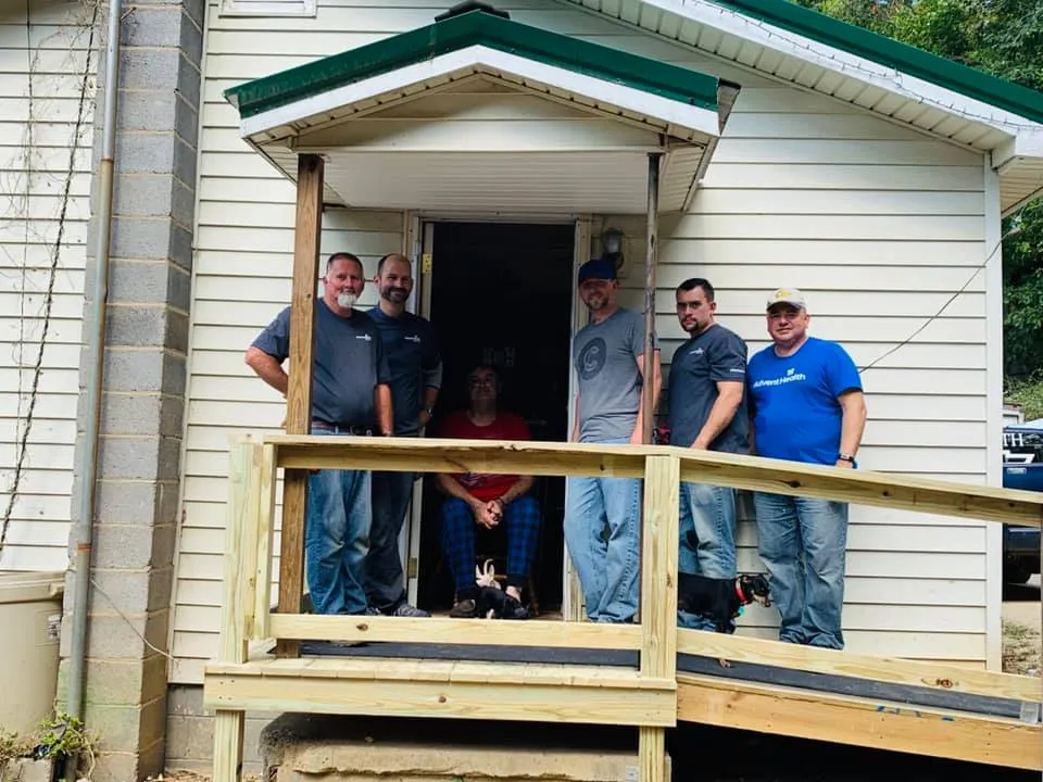 A completed wheelchair ramp.
