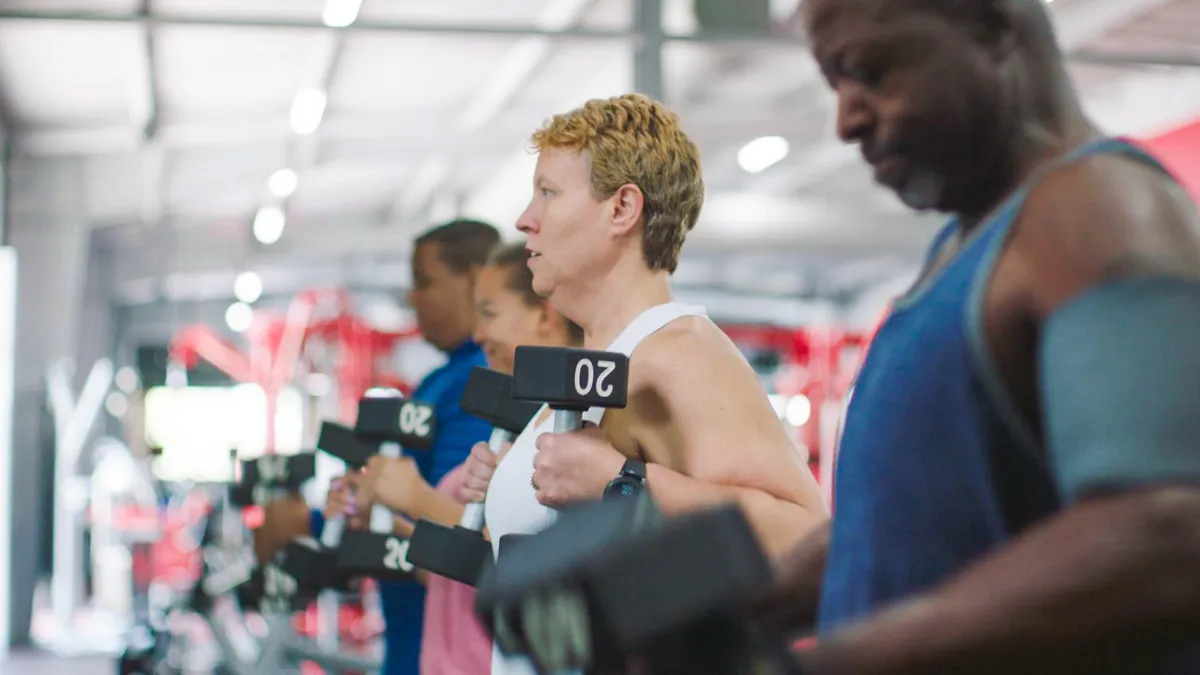 People working out with weights