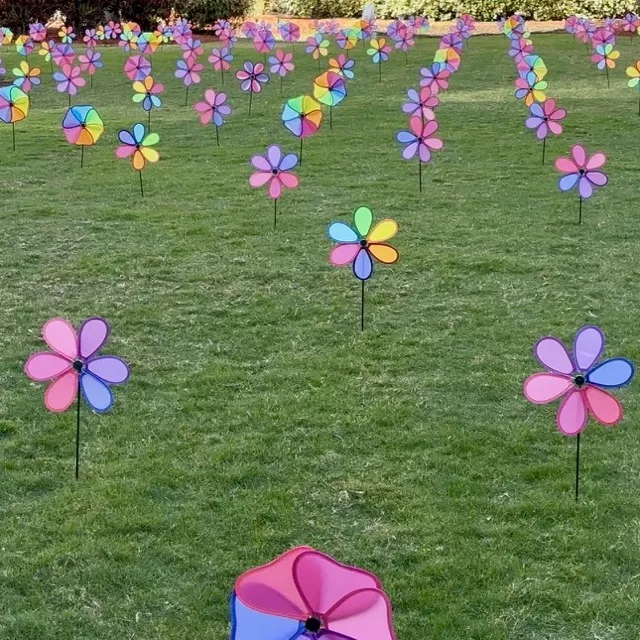 Pinwheels displayed outside AdventHealth Orlando