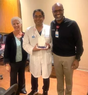 Anita Young, AdventHealth Waterman chief operating officer, Dr. Ahmed Al-Hazzouri, medical oncologist and hematologist for Florida Cancer Specialists & Research Institute in Lake County and Abel Biri, AdventHealth Waterman president and CEO.