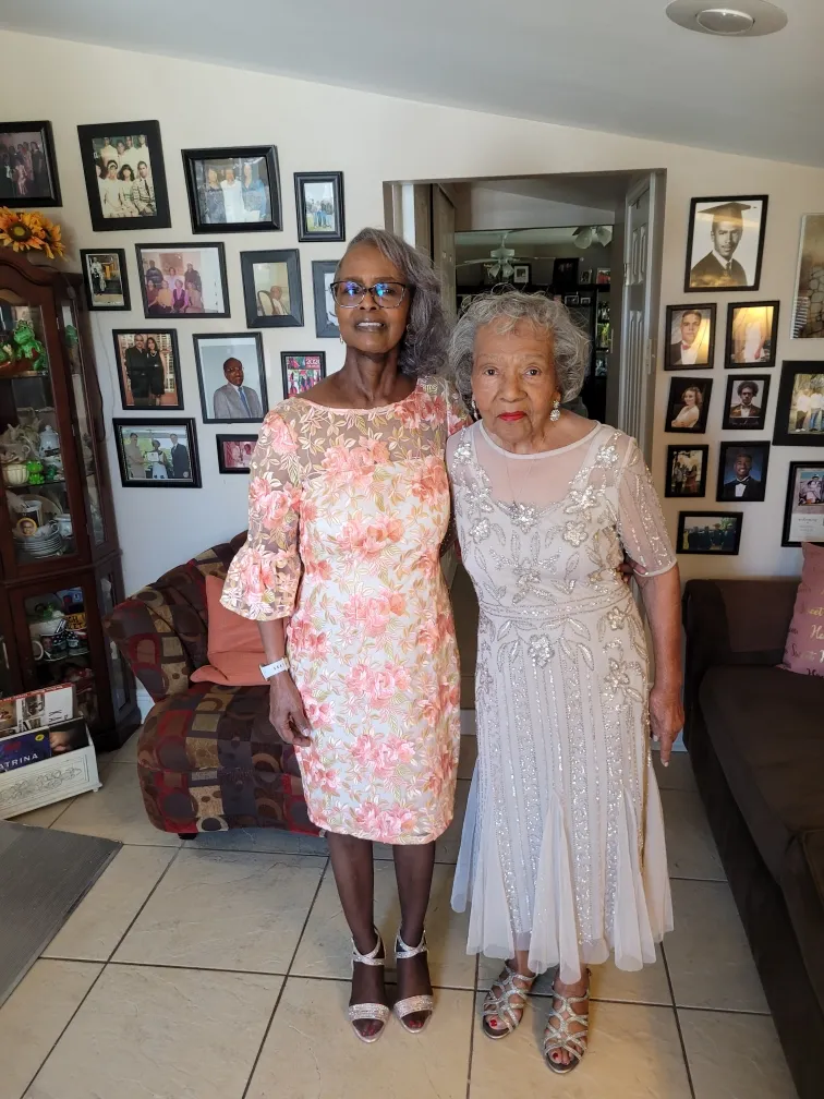 Selina Vik and her mother at her 90th birthday party.