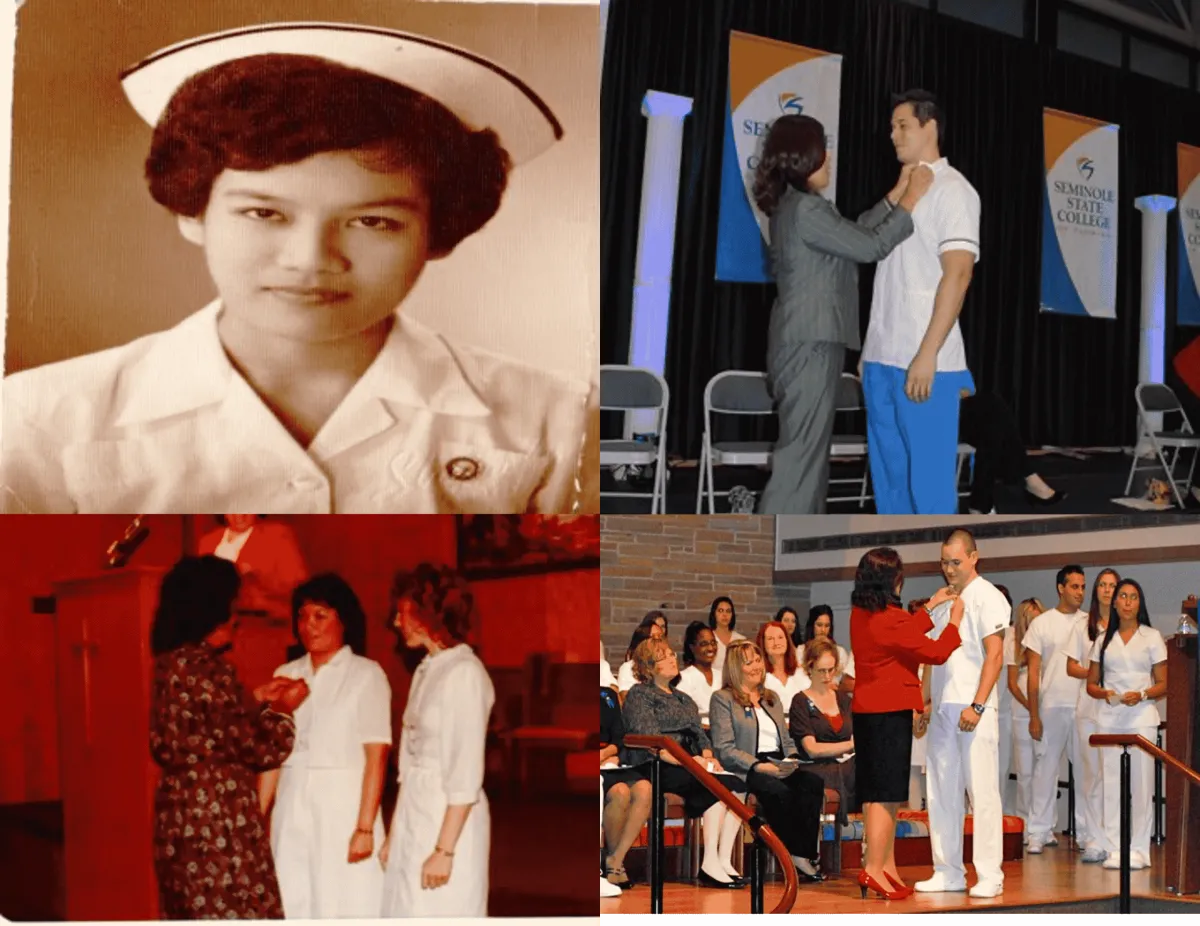 Evelyn Lowe's mother and pinning ceremonies