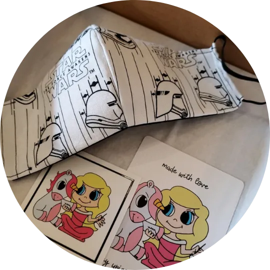 Sharing Smiles, Unicorn Stitches, Inc Mask