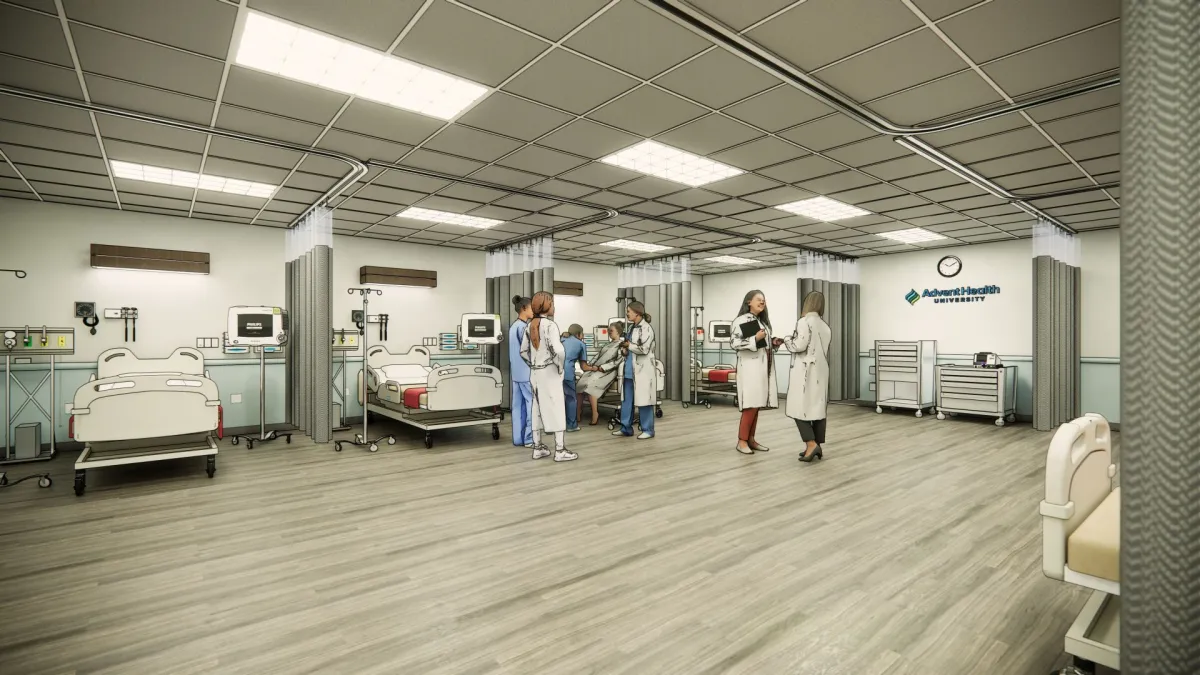 Simulation Lab Rendering at AdventHealth University Tampa