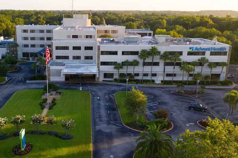 A front view of the AdventHealth DeLand building