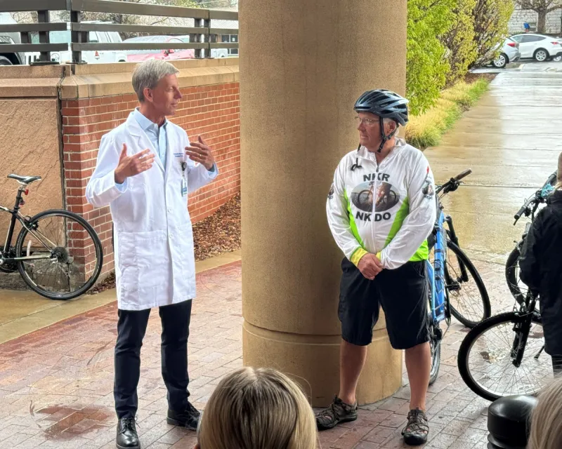 Mark Scotch talking with Dr. Alexander Wiseman.