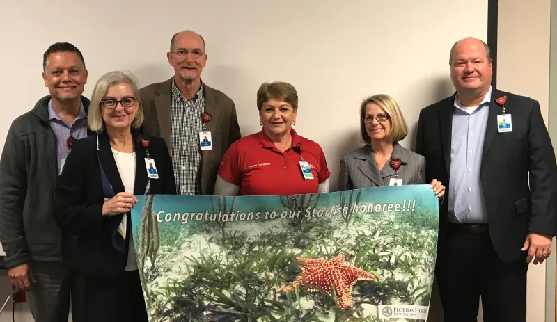 AdventHealth New Smyrna Beach recognizes a team member who uses her personal story to inspire a patient on his path to recovery.