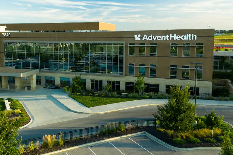 Exterior of AdventHealth South Overland Park.