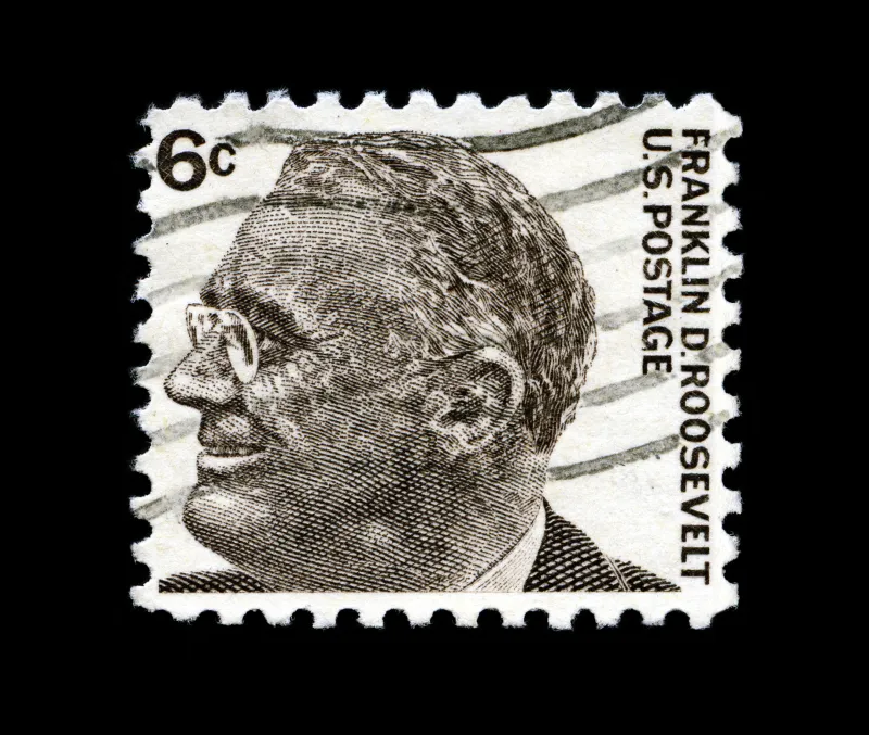 Stamp of Franklin D. Roosevelt.