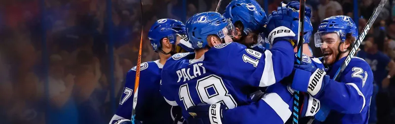 Tampa Bay Lightning players celebrating.