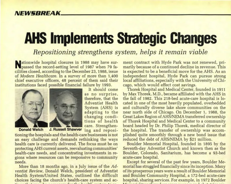 A picture of an old new article about Donald Welch and J. Russell Shaver